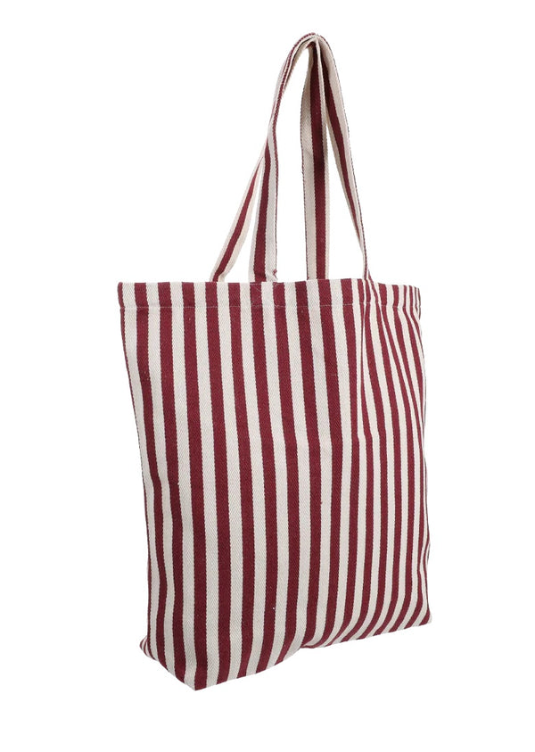 Shopper Natural Burgundy Stripes aus schwerer Baumwolle