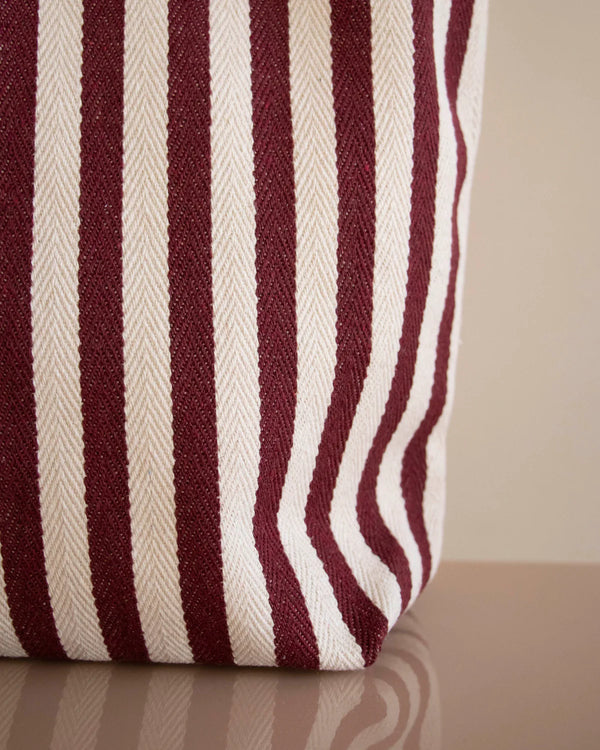 Shopper Natural Burgundy Stripes aus schwerer Baumwolle