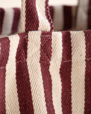 Shopper Natural Burgundy Stripes aus schwerer Baumwolle