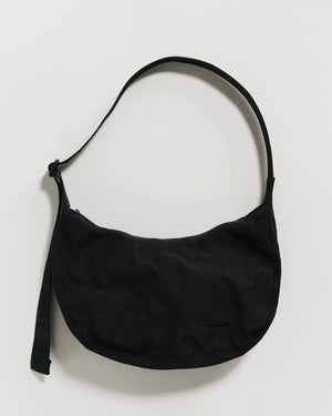 Medium Nylon Crescent Bag Black