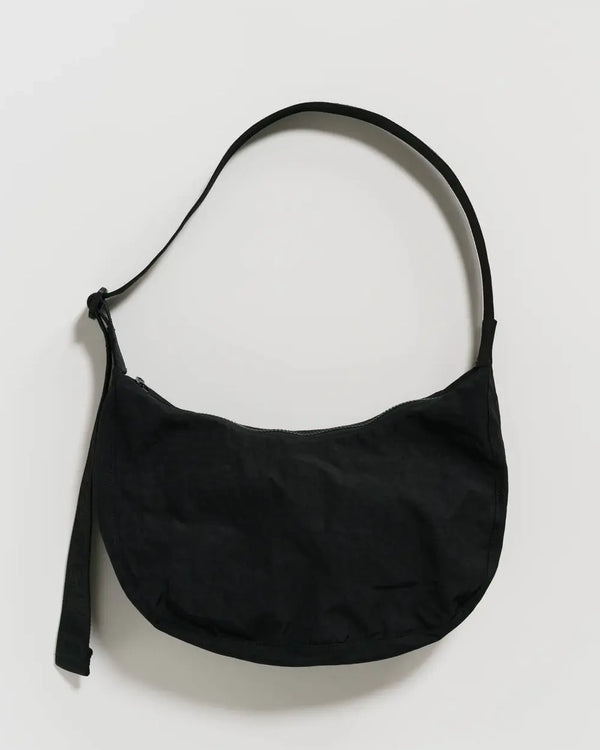 Medium Nylon Crescent Bag Black