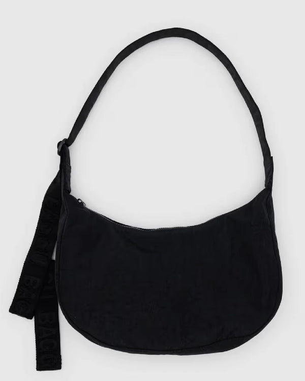Medium Nylon Crescent Bag Black