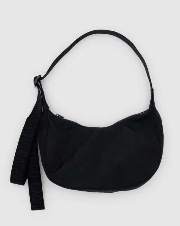 Small Nylon Crescent Bag Black