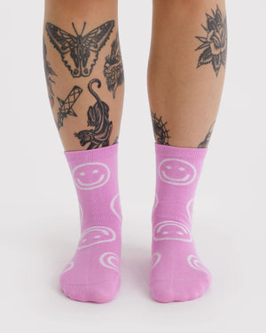 Baggu Crew Socks Pink Happy