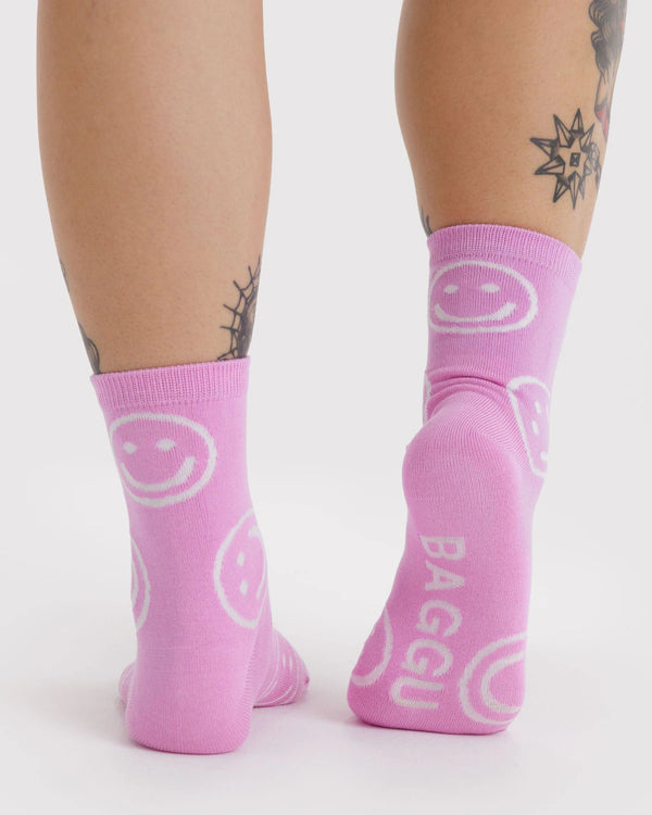 Baggu Crew Socks Pink Happy