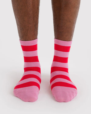 Baggu Crew Socks Pink Stripe