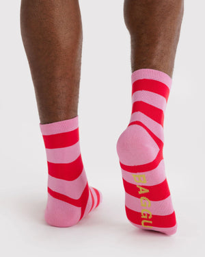 Baggu Crew Socks Pink Stripe