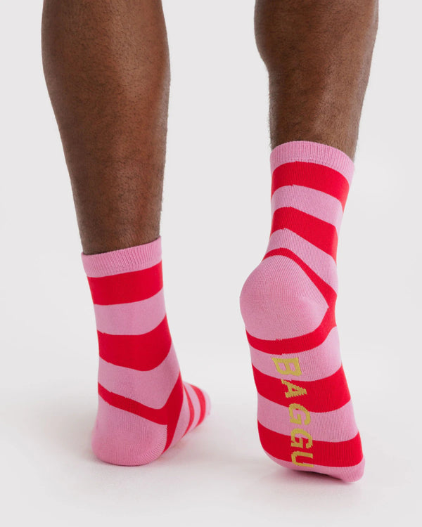 Baggu Crew Socks Pink Stripe