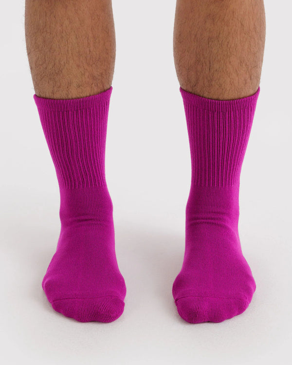 Baggu Ribbed Socks Deep Fuchsia