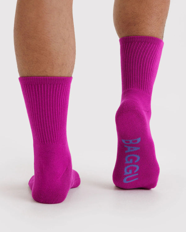 Baggu Ribbed Socks Deep Fuchsia