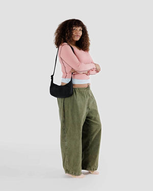 Small Nylon Crescent Bag Black