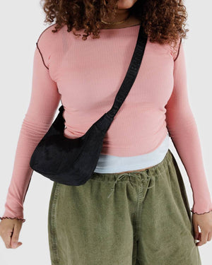 Small Nylon Crescent Bag Black