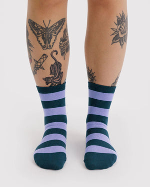 Baggu Crew Socks Malachite Stripe