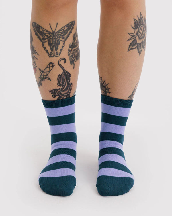 Baggu Crew Socks Malachite Stripe