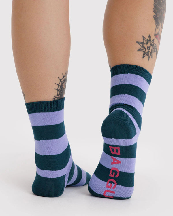 Baggu Crew Socks Malachite Stripe
