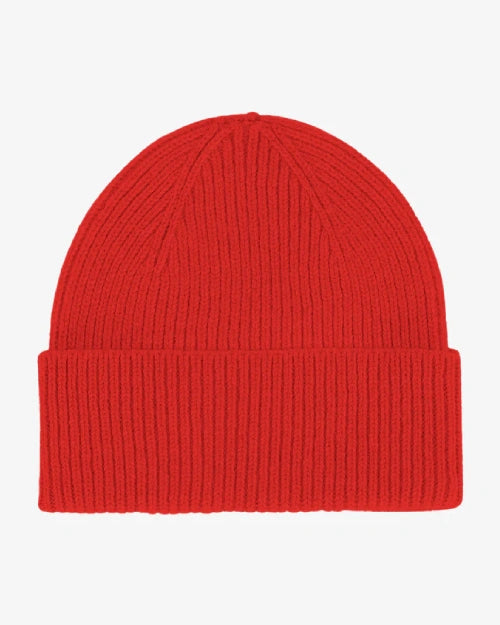 Merino Wool Beanie Red Tangerine