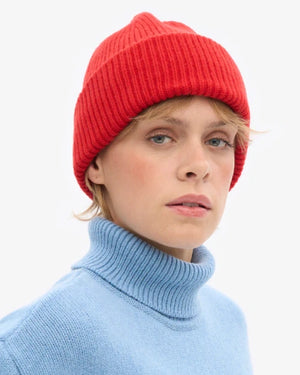 Merino Wool Hat Red Tangerine
