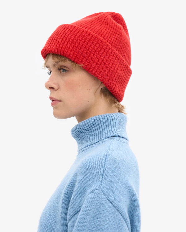 Merino Wool Hat Red Tangerine