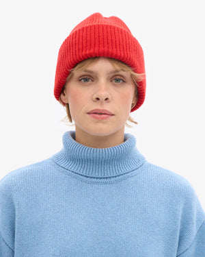 Merino Wool Hat Red Tangerine