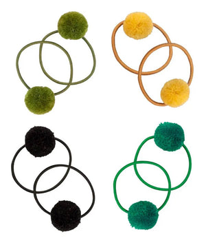 PomPom Haargummi 8er Set Grün