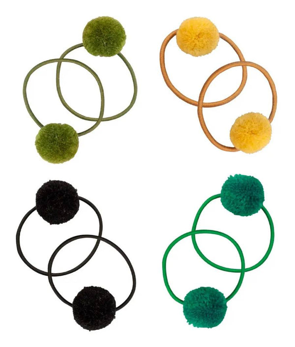 PomPom Haargummi 8er Set Grün