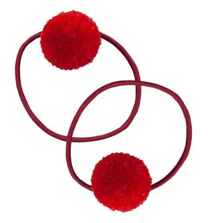 PomPom Haargummi 8er Set Rot