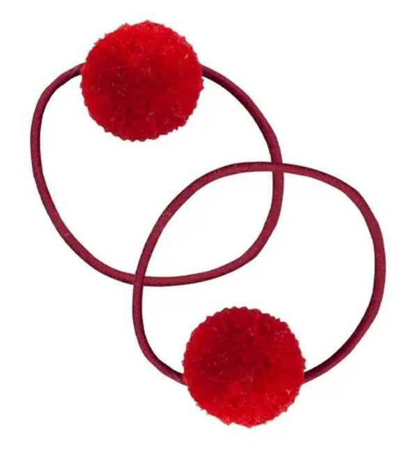 PomPom Haargummi 8er Set Rot