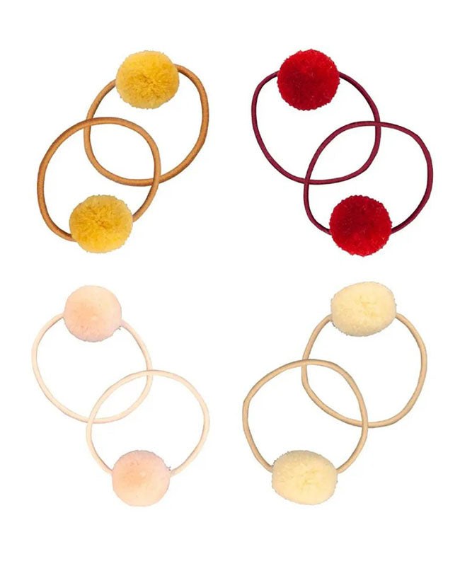 PomPom Haargummi 8er Set Rot