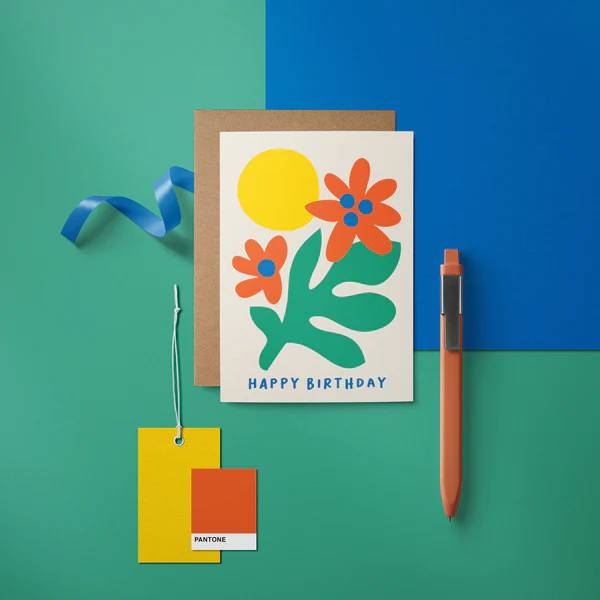 Happy Birthday Flowers Klappkarte