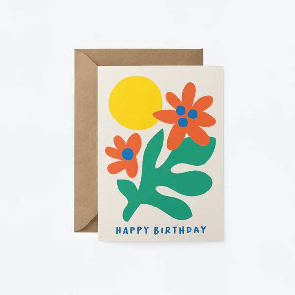 Happy Birthday Flowers Klappkarte