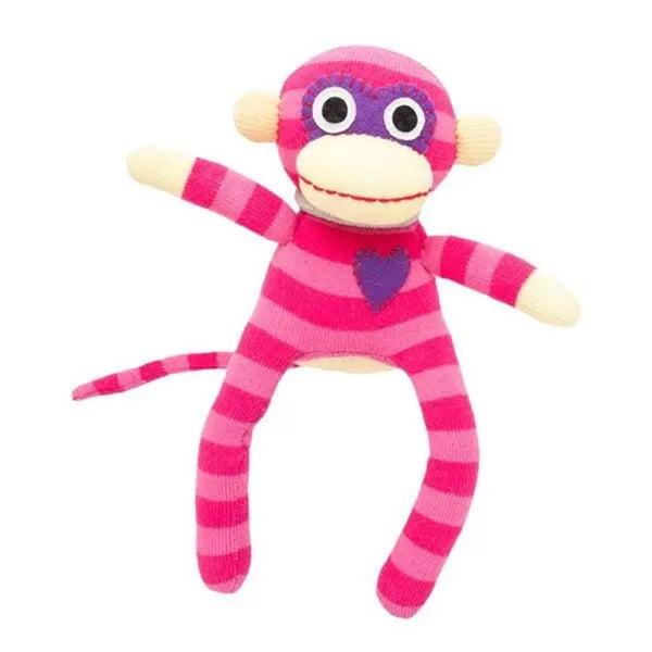 Kuscheltier Sockenaffe Mini Streifen Rosa/Pink
