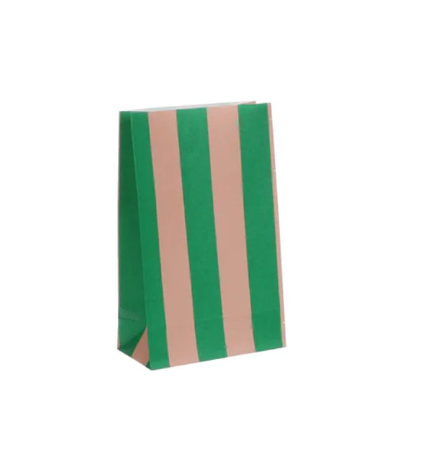 Geschenktüte Stripes Grass Green Soft Pink mit Boden (5er-Pack)