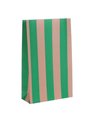 Geschenktüte Stripes Grass Green Soft Pink mit Boden (5er-Pack)