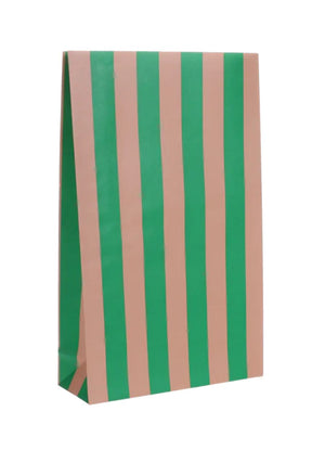 Geschenktüte Stripes Grass Green Soft Pink mit Boden (5er-Pack)