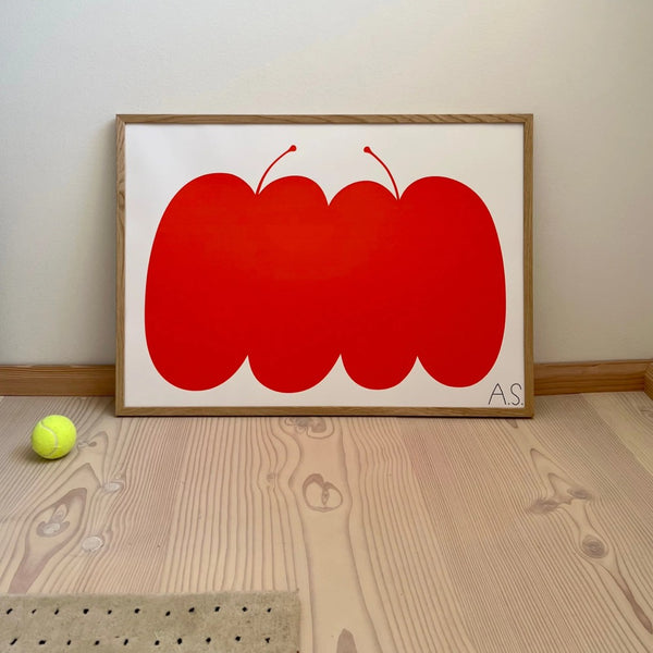 Double Apple Red Siebdruck Poster (50x70cm)