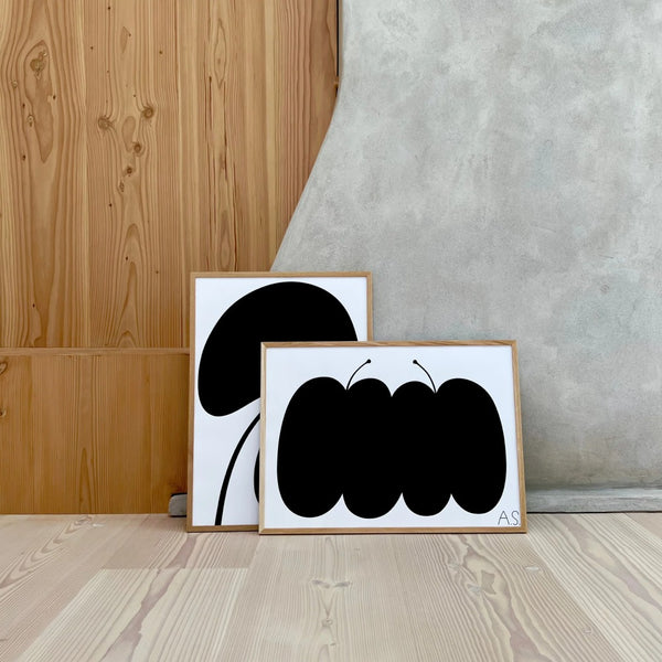 Double Apple Black Siebdruck Poster (50x70cm)