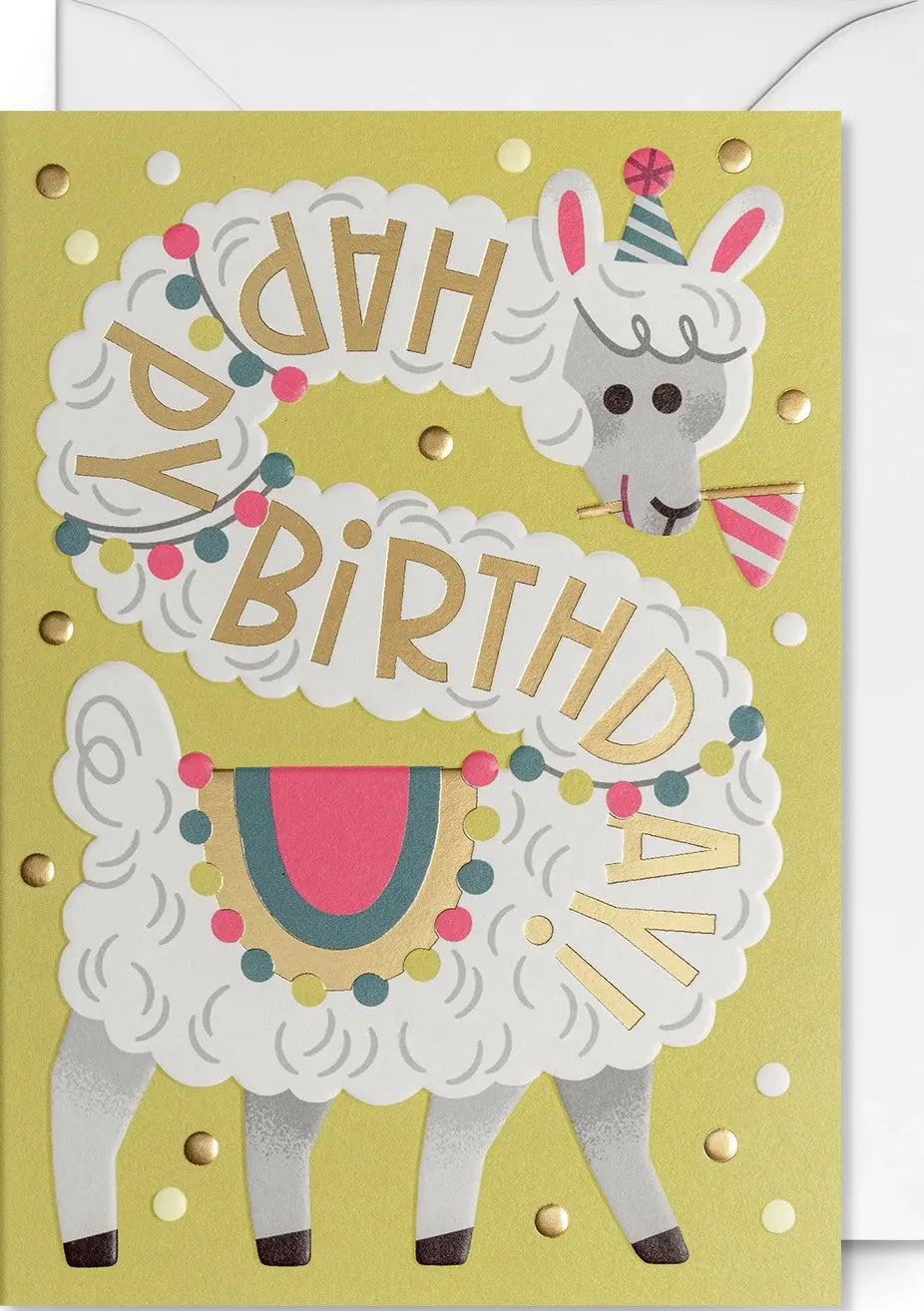 Klappkarte Happy Birthday Lama Lagomdesign Party Lama Langer Hals