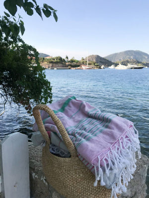 Ottomania - Hamamtuch Ege Pink Jade Green