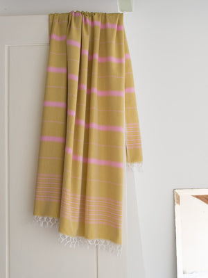 Hamamtuch Ege Mustard Yellow Sorbet Pink