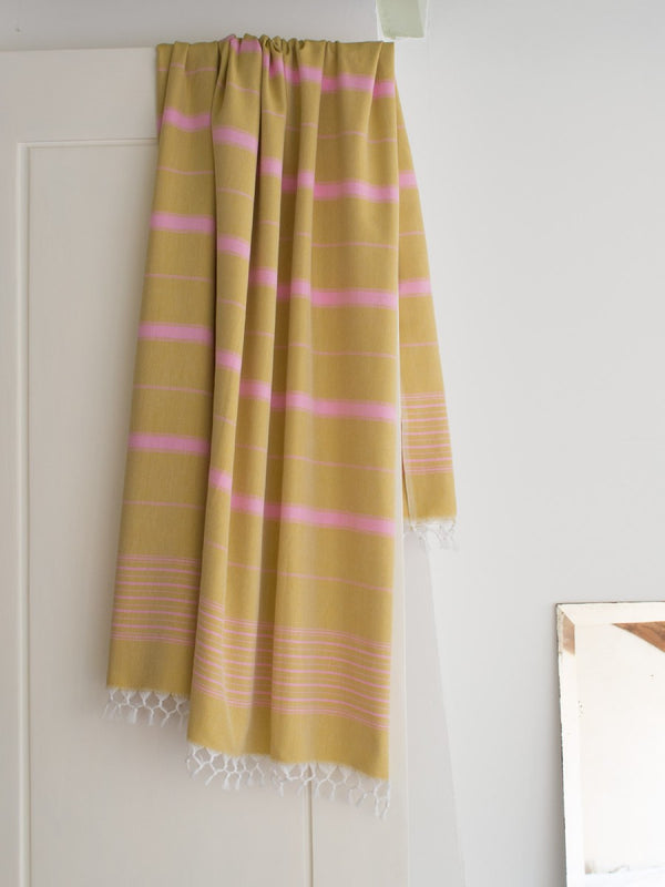 Hamamtuch Ege Mustard Yellow Sorbet Pink