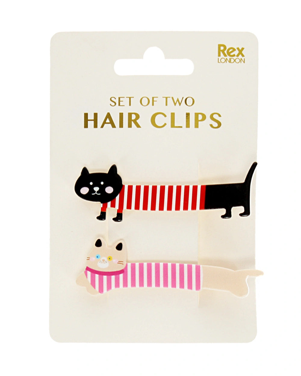 Haarspangen 2er Set Katzen Gestreifte Shirts Rex London