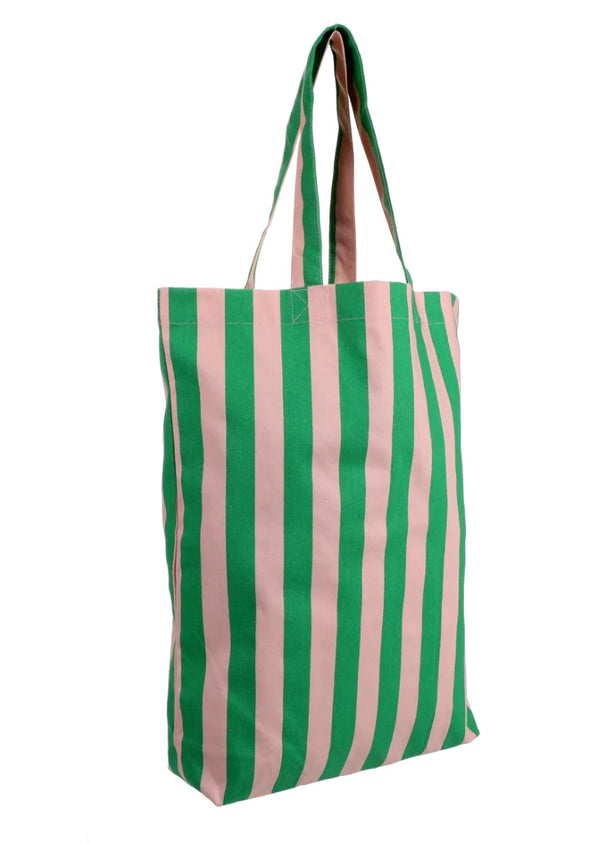Shopper Baumwolle Streifen Grass Green Soft Pink