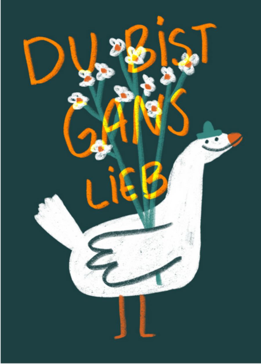 Gans Lieb Postkarte