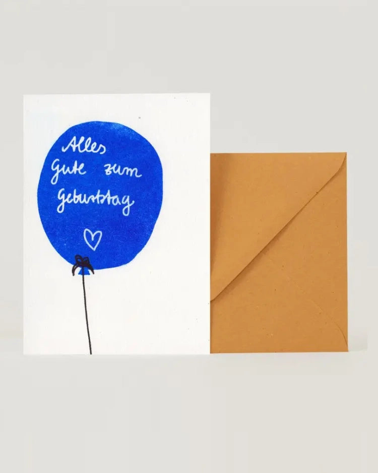 Happy Birthday Blue Balloon Klappkarte