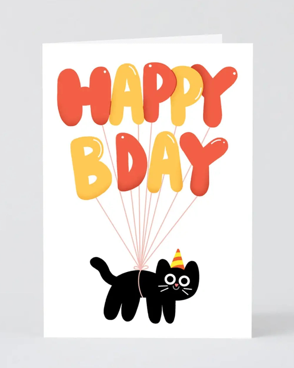 Happy Birthday Cat Ballons Klappkarte