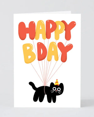 Happy Birthday Cat Ballons Klappkarte