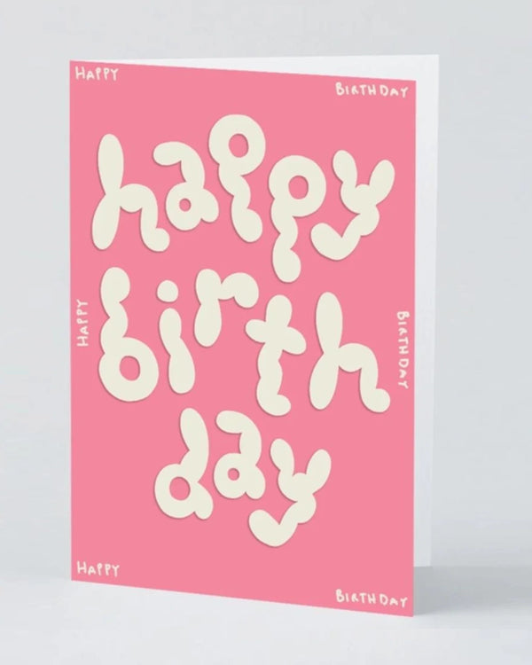 Happy Birthday Pink Embossed Klappkarte
