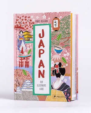 Hardcover des Buchs Japan - Der illustrierte Guide mit japanischen Motiven, von Marco Reggiani, erschienen bei Prestel. Einblicke in Japans Kultur und Kuriositäten.