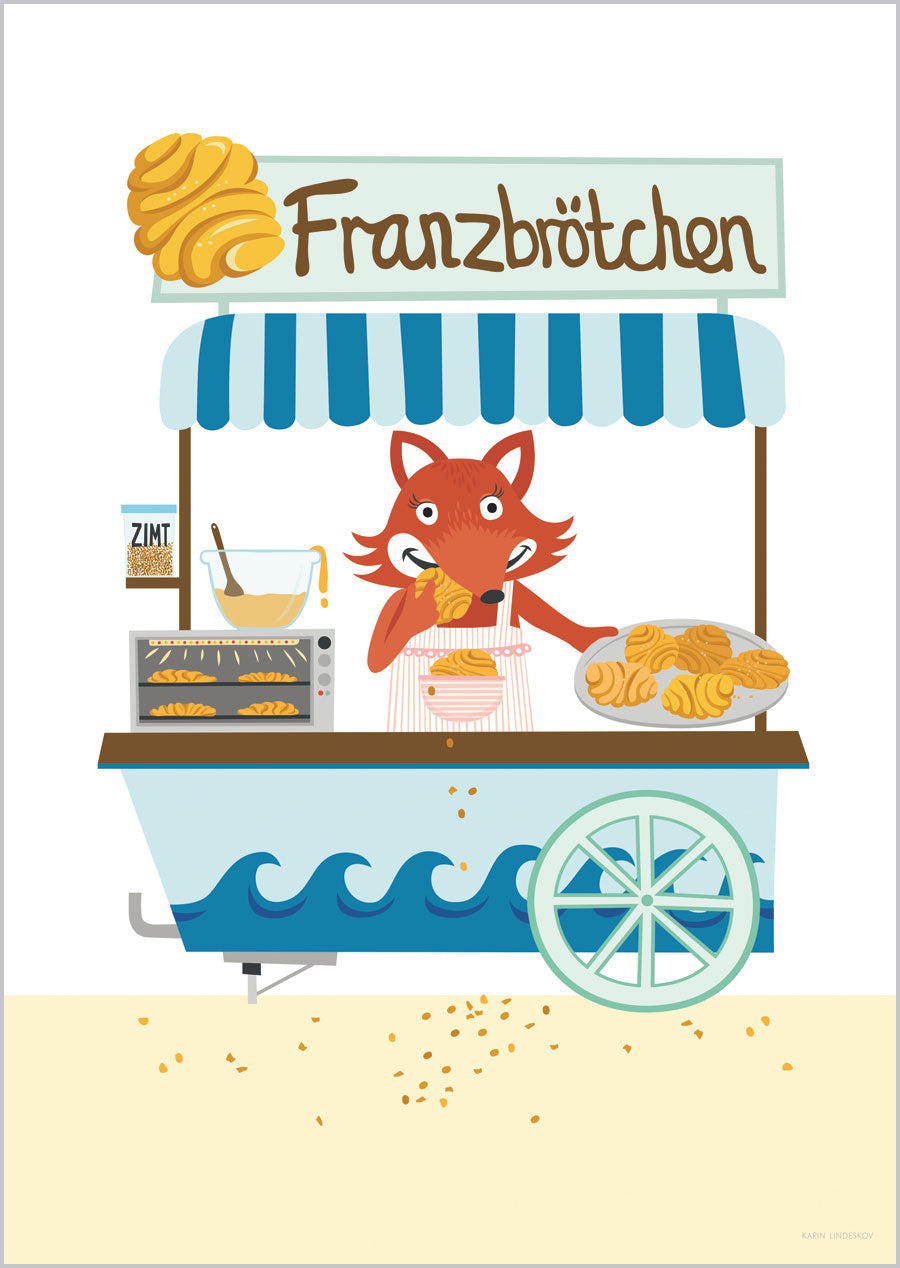 Fuchs mit Franzbrötchen Print (Din A3)
