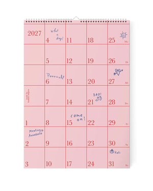 GRID ROSAROT Wandkalender 2027 (DINA4)